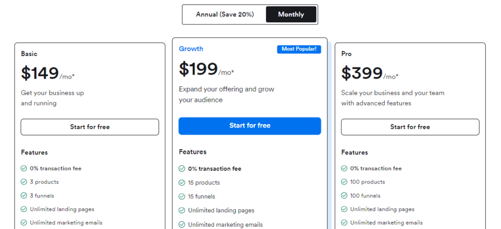 kajabi pricing plans